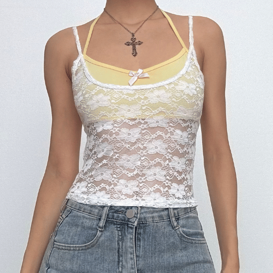 Halter lace bowknot 2 piece top  | Festival Outfits Women