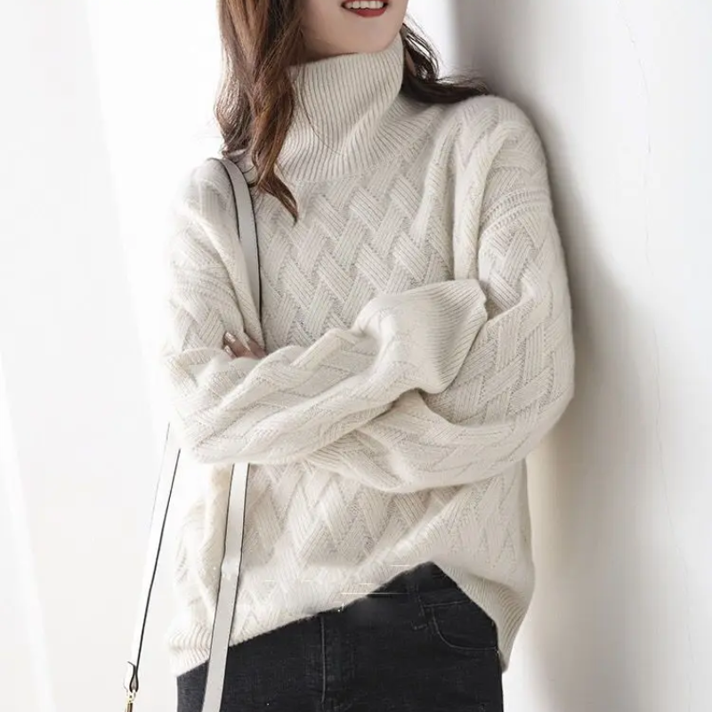 Jersey de punto grueso y moderno para mujer con estampado en zigzag | Ideal para otoño/invierno