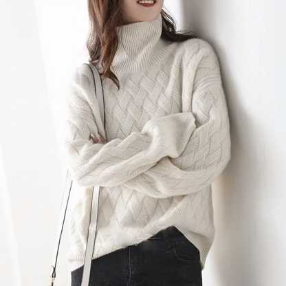 Jersey de punto grueso y moderno para mujer con estampado en zigzag | Ideal para otoño/invierno