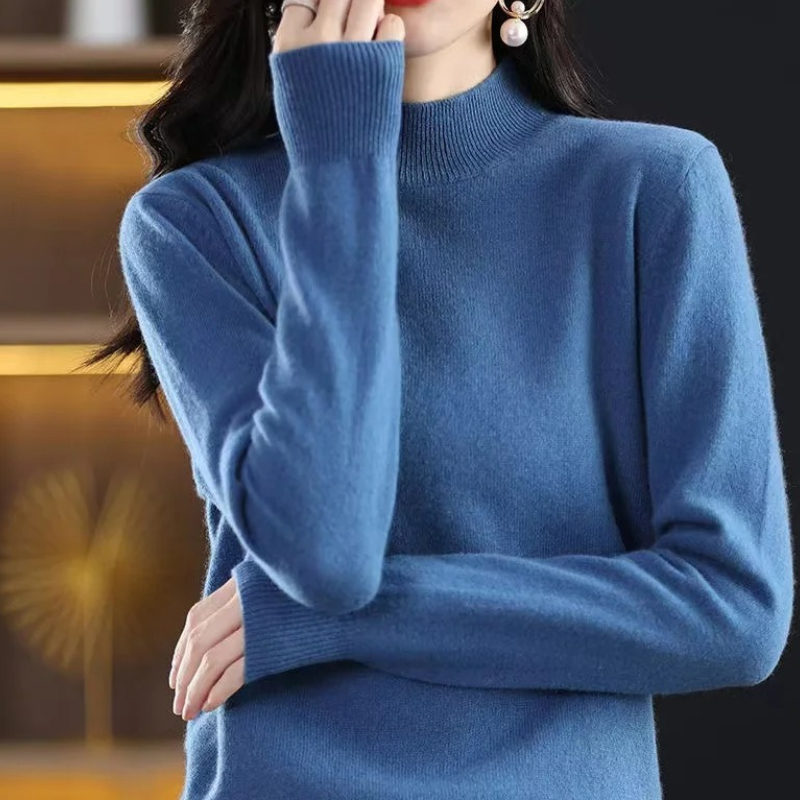 Jersey informal de cuello alto con estampado de cuadros para mujer | Ideal para otoño/invierno