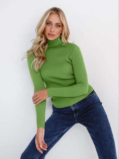 Jersey de punto de cuello alto ajustado para mujer | Ideal para otoño/invierno