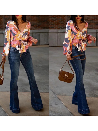 Women's Slim Fit High Waisted Denim Flared Pants | Great for Everyday Wear