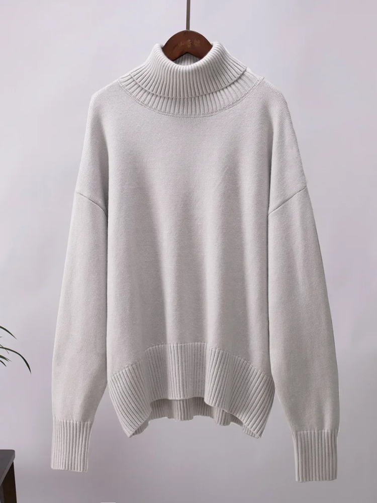 Jersey de cuello alto transpirable de gran tamaño para mujer | Ideal para otoño/invierno