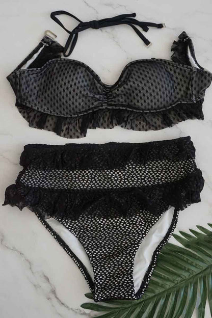 Lace Mesh High Waist Bikini Swimwear(3 Colors)