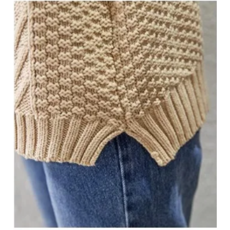 Jersey de cuello alto para mujer con mangas de punto trenzado | Ideal para otoño/invierno