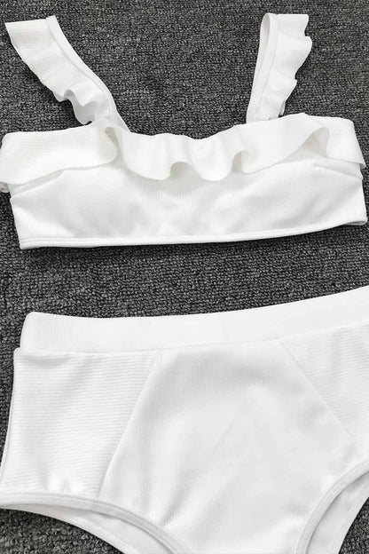High Waist Ruffled Bikini Set(3 Colors)