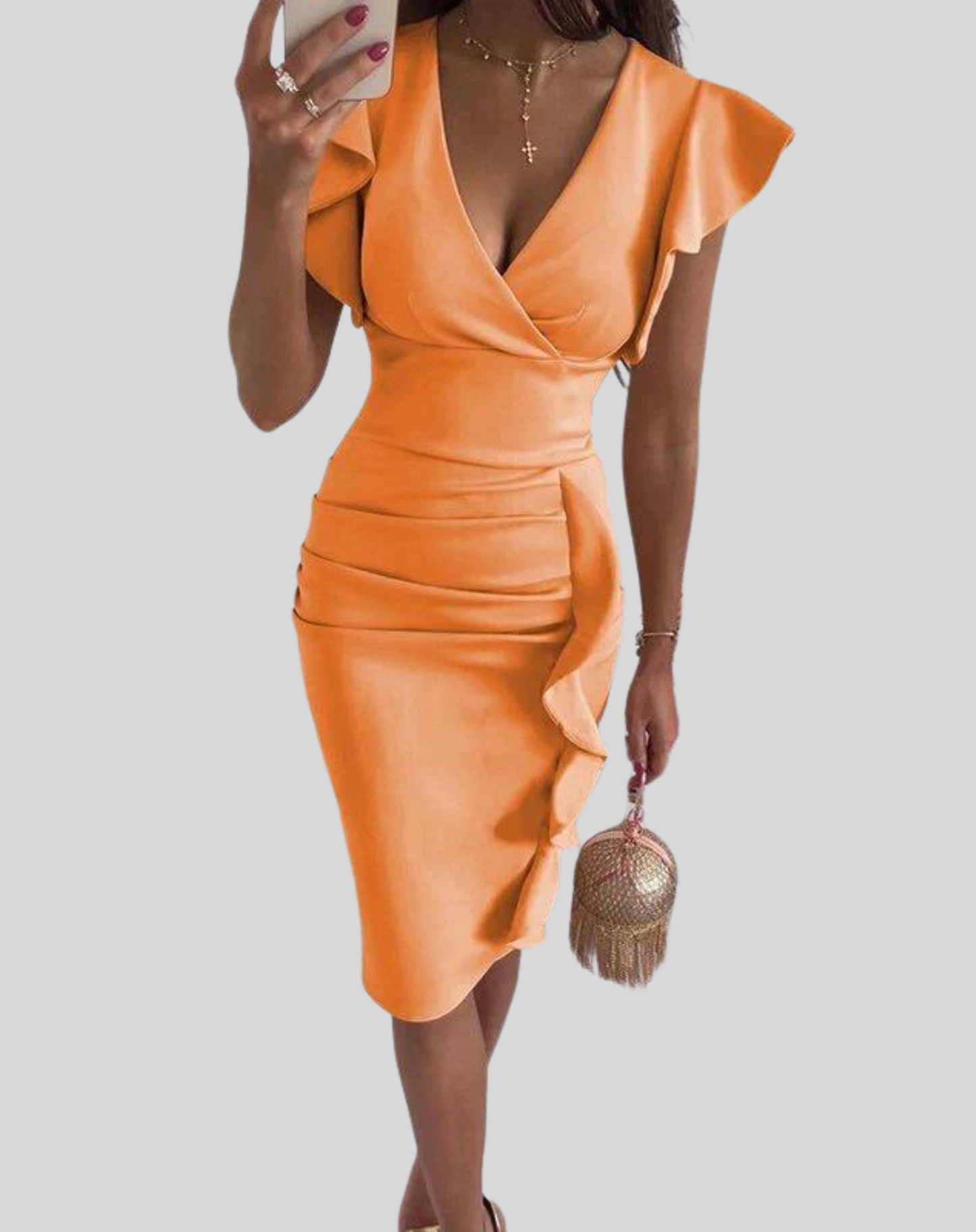 Vestido informal ajustado con volantes para mujer | Ideal para primavera/verano