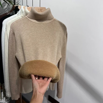 Jersey de cuello alto de polar suave para mujer | Ideal para otoño/invierno