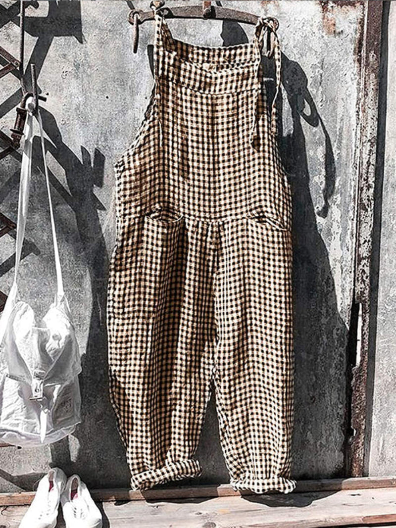 Women's Vintage Baggy Jumpsuit with Striped Style and Pockets | Ideal for Spring/Summer