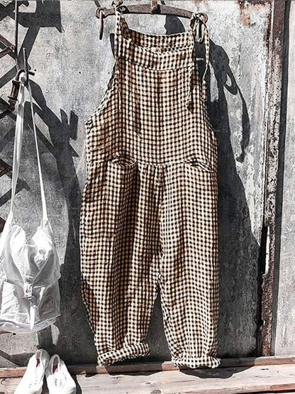 Women's Vintage Baggy Jumpsuit with Striped Style and Pockets | Ideal for Spring/Summer