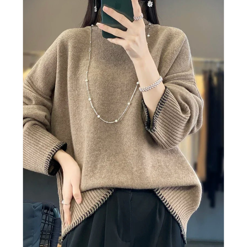 Jersey de punto suave y holgado para mujer, fácil de usar | Ideal para otoño/invierno