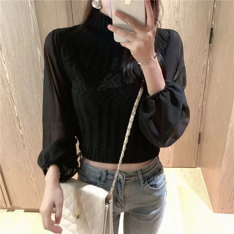 Chaleco de punto moderno para mujer con mangas transparentes | Ideal para otoño/invierno