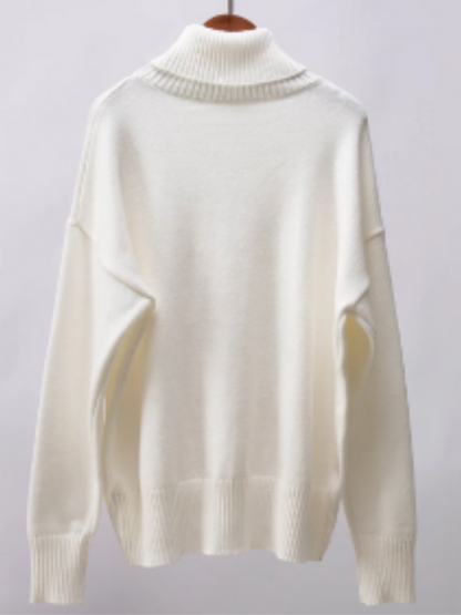 Jersey de punto de cuello alto extragrande para mujer | Ideal para otoño/invierno