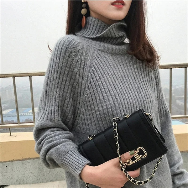 Jersey informal de cuello alto para mujer con estampado texturizado | Ideal para otoño/invierno