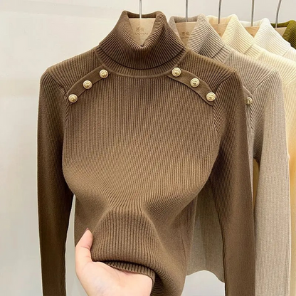 Jersey de cuello alto para mujer, fácil de llevar | Ideal para otoño/invierno