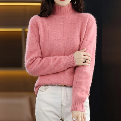 Jersey de cuello alto de punto trenzado holgado para mujer | Ideal para otoño/invierno