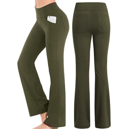Women's Practical High Waisted Flared Trousers with Phone Pocket | Great for Everyday Wear
