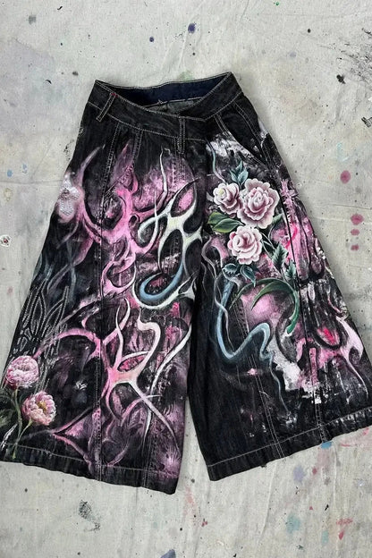 Unisex Hip Hop Vintage Denim Shorts