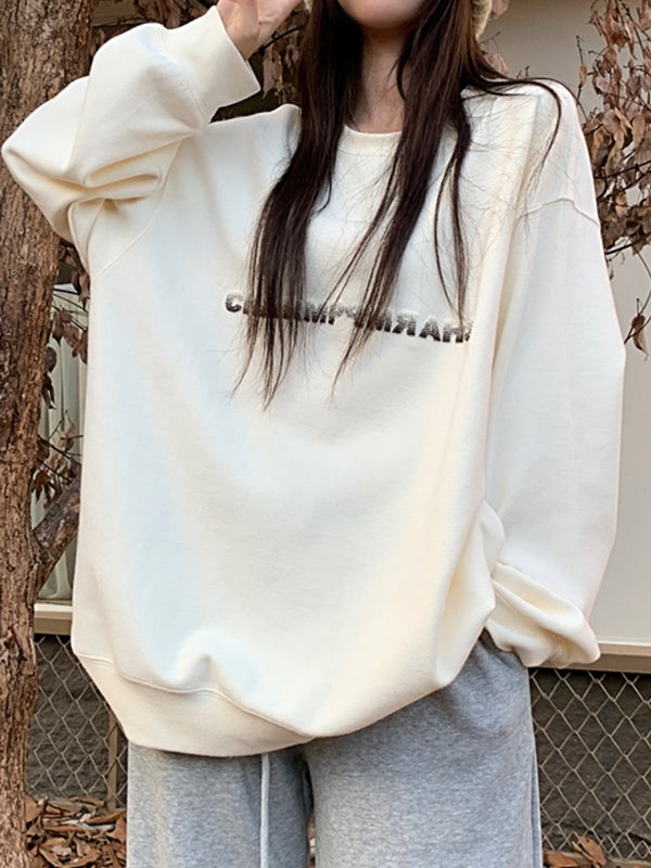 Simple Letter Print Loose Sweatshirt