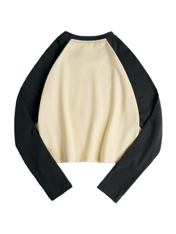 Blurred Heart Print Raglan Long Sleeve Tee