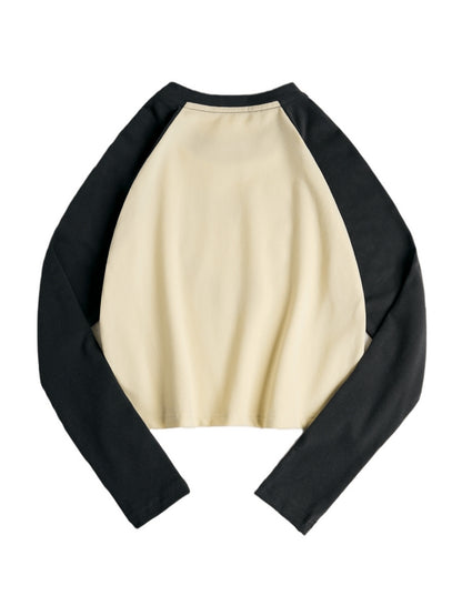 Blurred Heart Print Raglan Long Sleeve Tee