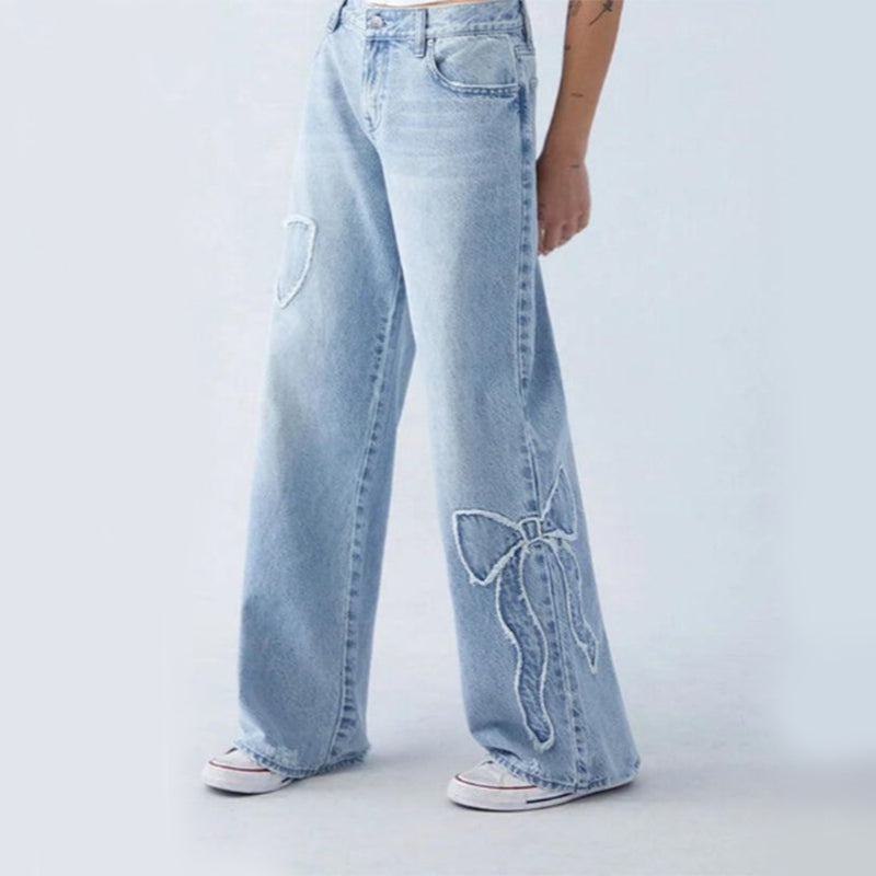 Women's Stylish Ribbon Baggy Jeans | Great voor Casual Dagen