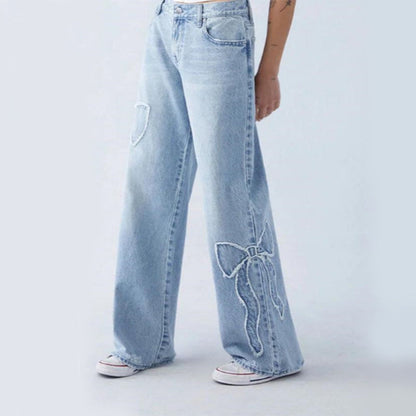 Women's Stylish Ribbon Baggy Jeans | Great voor Casual Dagen