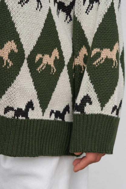 Long Sleeve Colorblock Knit Sweater