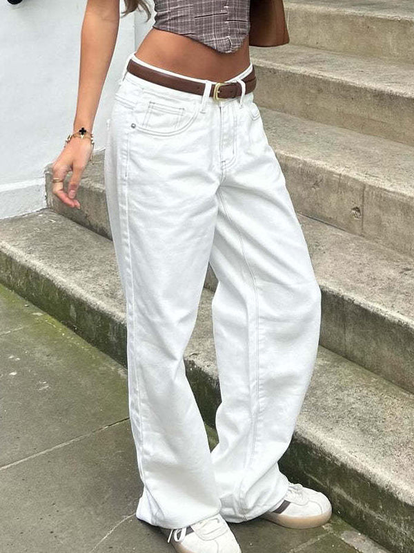 Versatile Simple Midriff Boyfriend Jeans