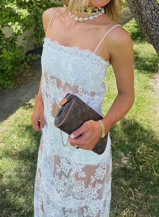 Seraphina  Lace Sheer Slip Maxi Dress