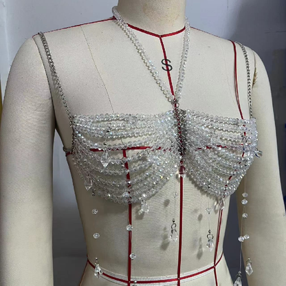 Metal chain pendant beaded halter top  | Festival Outfits Women