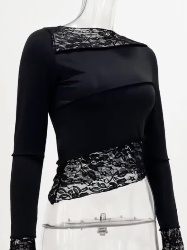 Paneled Long Sleeve Mesh Tee