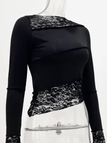 Paneled Long Sleeve Mesh Tee
