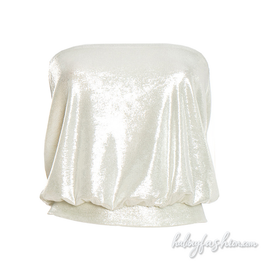 Ruched solid backless tube top