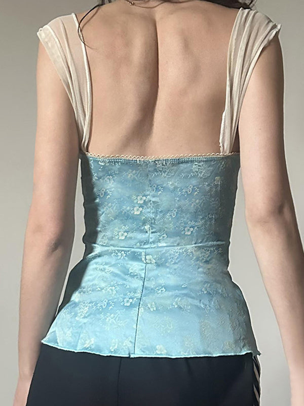 Lace Bow Print Cami Top