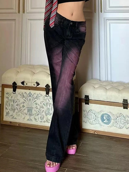Ombre Purple Low Waist Flare Jeans