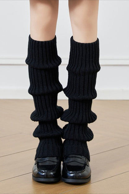 Textured Knit Bell Bottom Long Leg Warmers