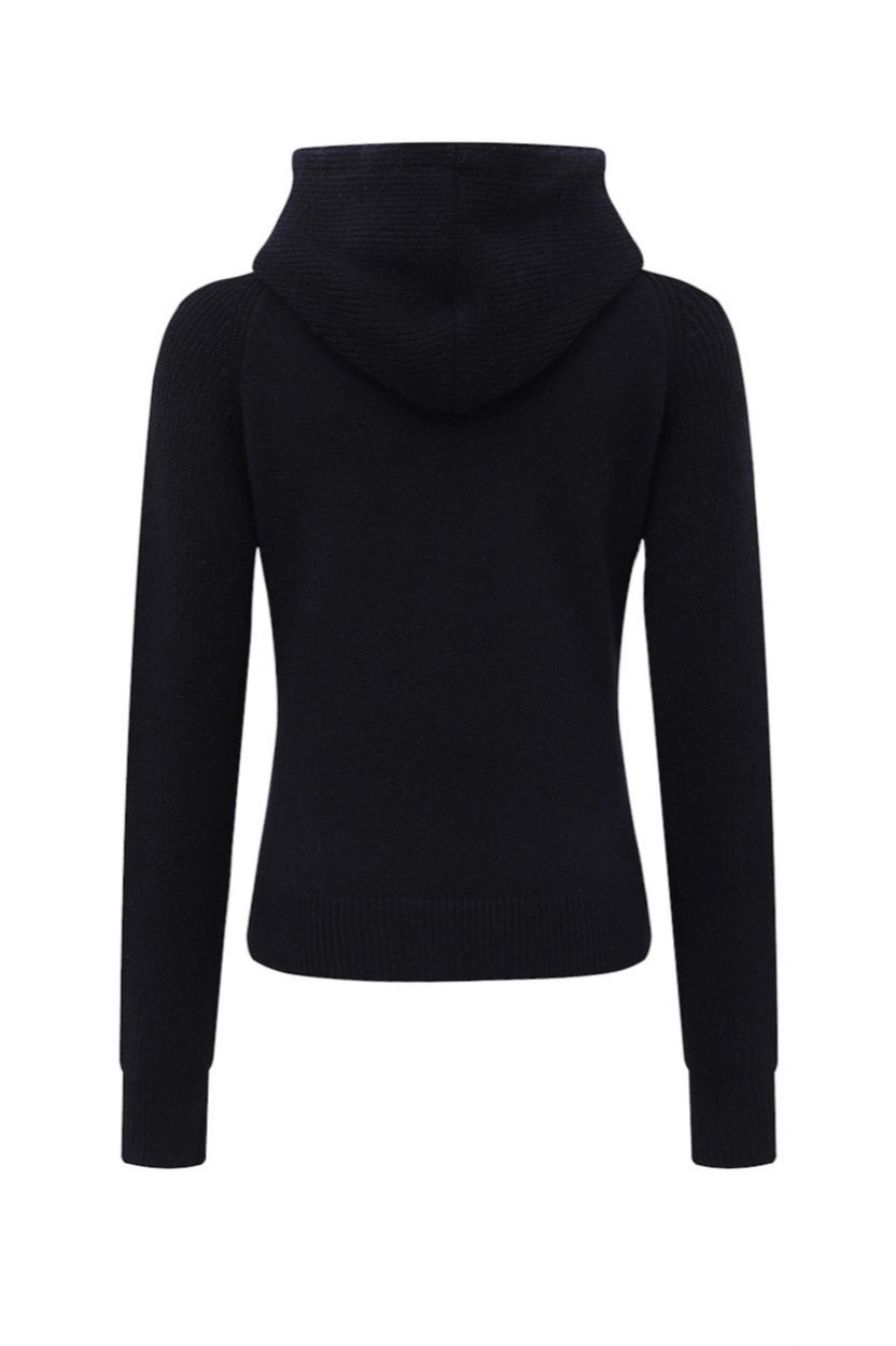 Gothic Hooded Cross Embroidered Knit Top