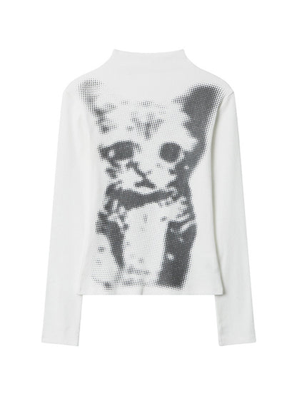 Cat Print Long Sleeves Tee