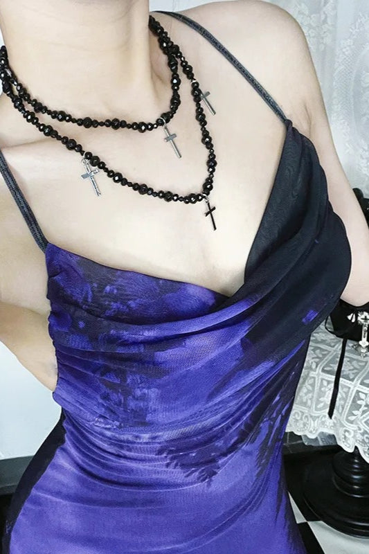 Mesh Backless Straps Bodycon Cocktail Maxi Dress