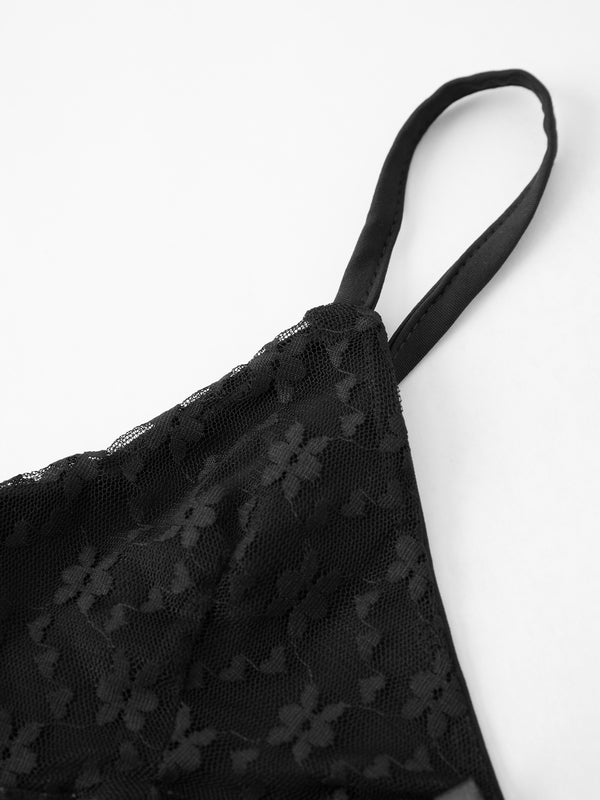 V Neck Lace Top Wrap Hip Two Piece
