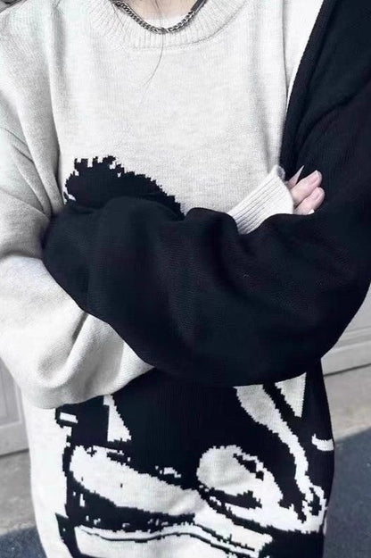 Streetwear Faux Mink Guitar Knit Sweater
