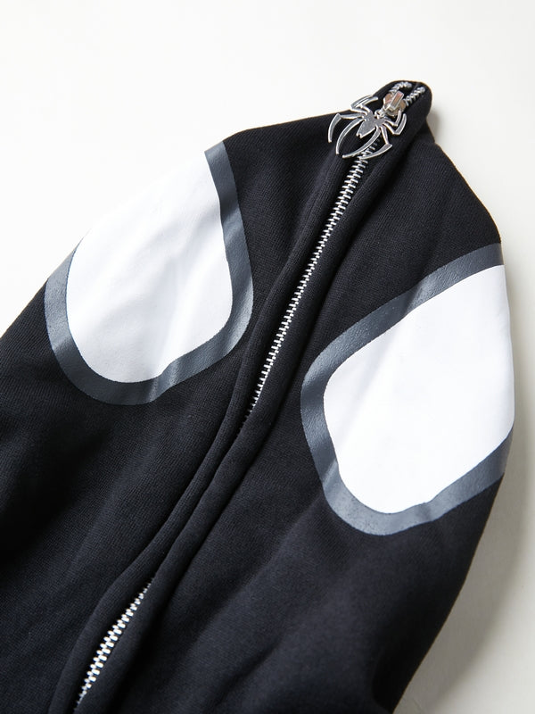 Punk Spider Print Oversized Hoodie
