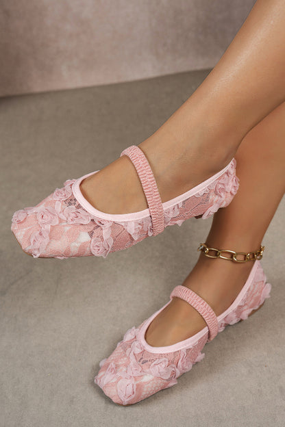 Fashionable Rose Square Toe Flat Casual Shoes