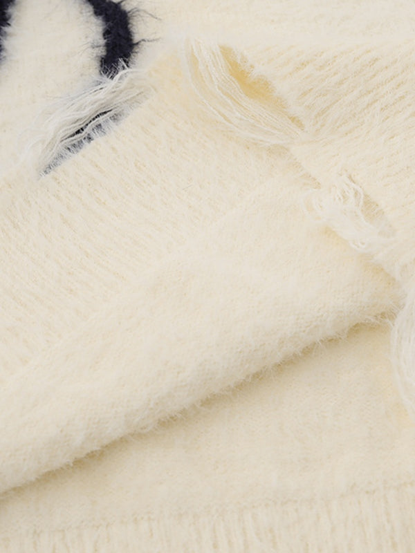 Contrast Color Spider Jacquard Sweater