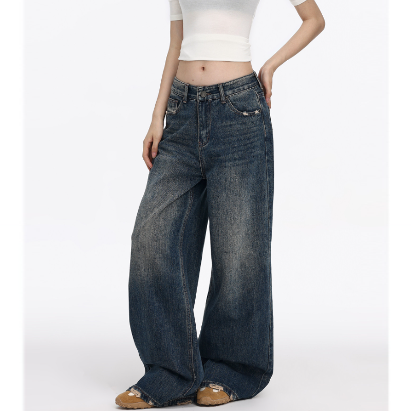 Gradient pocket button low rise straight leg | Baggy Low Rise Jeans  | Festival Outfits Women