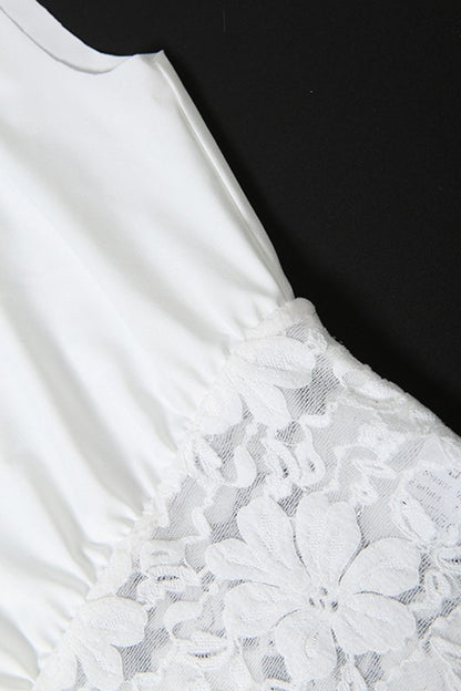 Asymmetric Collar Lace Sheer Sleeveless Crop Top
