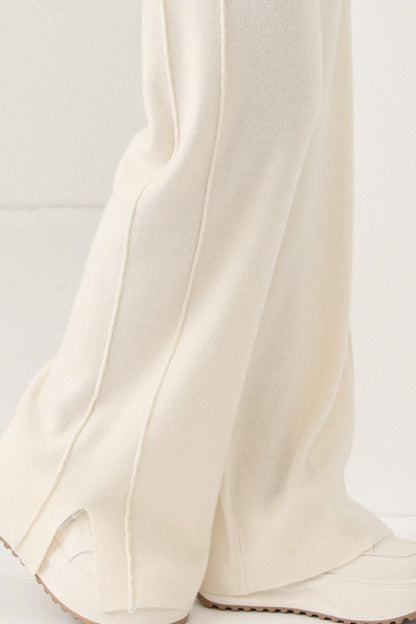 Wool Soft Straight Split Knit Pants