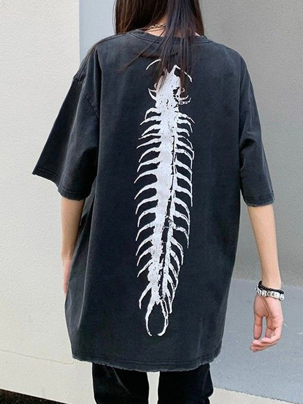 Street Distressed Graphic Print Oversized Short Sleeve Tee