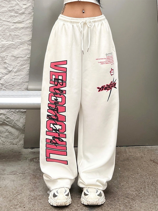 Contrast Color Print Loose Sweatpants